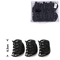 Матова заколка-автомат із подвійним зажимом, набір 12 шт. Чорний