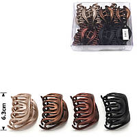 Матова заколка-автомат із подвійним зажимом, набір 12 шт. Коричневий