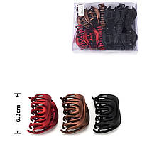 Матова заколка-автомат із подвійним зажимом, набір 12 шт. Червоний