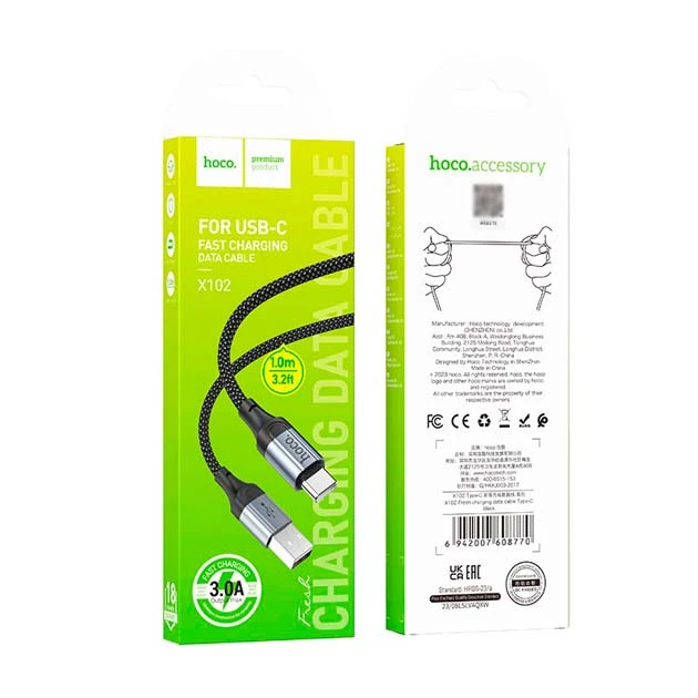 Кабель Hoco X102 Fresh Type-C 3A 1m (Чорний)