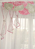 Жорсткий ламбрекен Firanka Пазли Листочки 2м50см рожеві з зеленим (5_8ж), фото 2