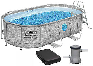 Каркасний басейн Bestway 56714 (427х250х100 см) з картриджним фільтром, сходами та захисним тентом