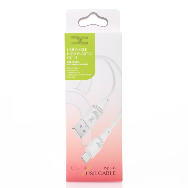 USB Cable DC Type-C (CL-14) High Elastic, 3m (градієнт)