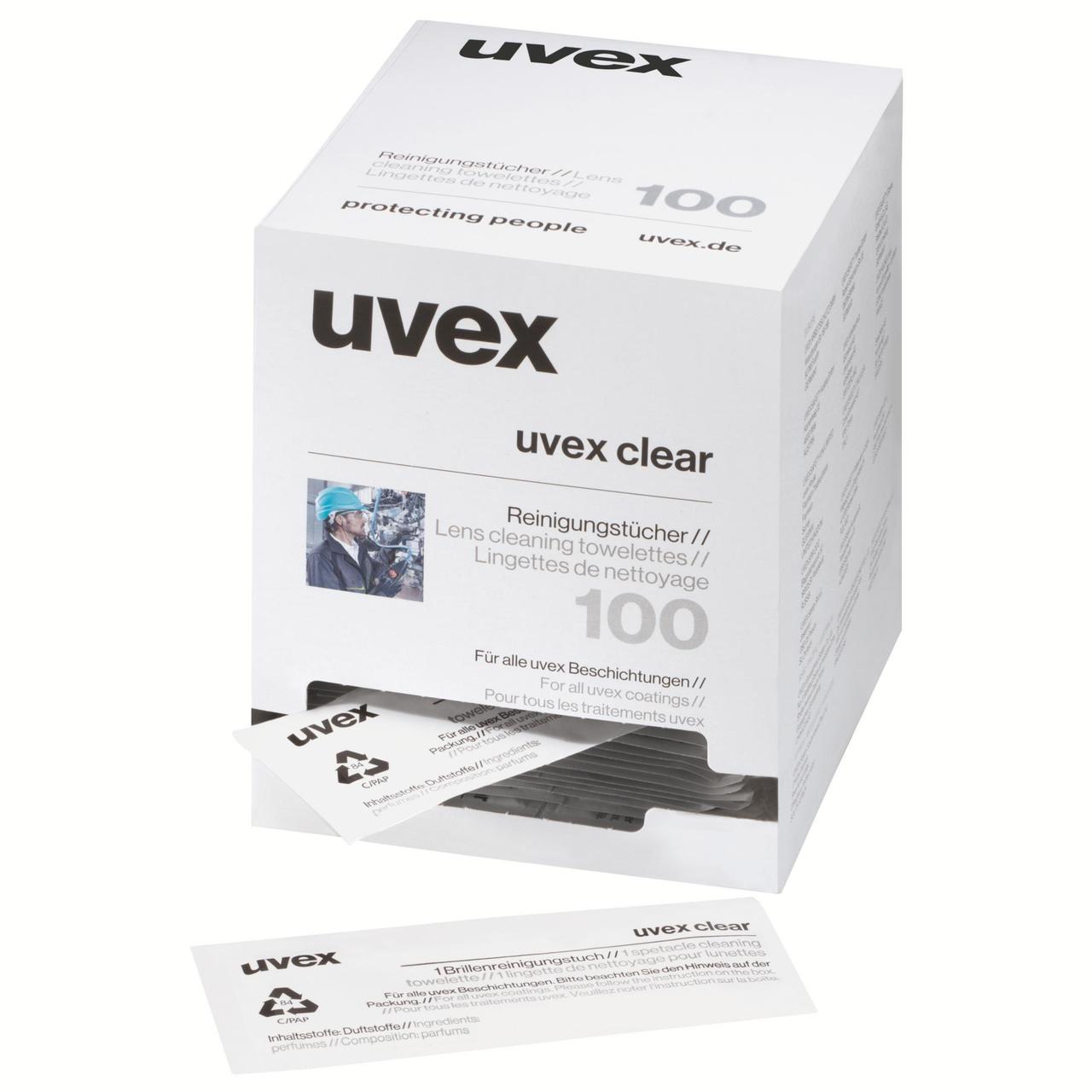 Серветки вологі Uvex Clear всіх видів захисних окулярів uvex 100 шт.