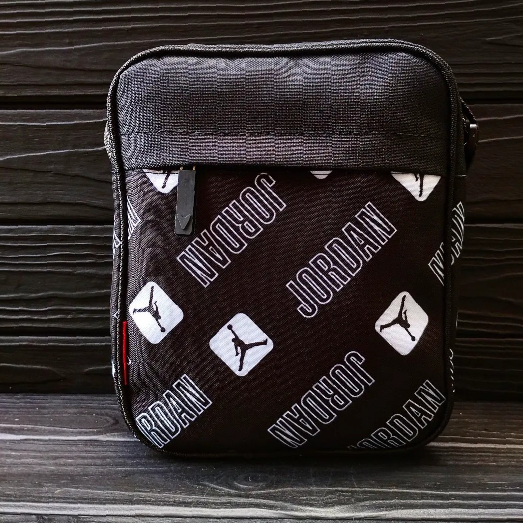 Чорна барсетка через плече - стильна тканинна модель для чоловіків, фото 1