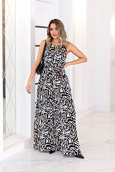 Жіночий трендовий літній комбінезон на бретелях із шовку