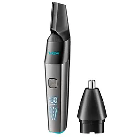 Тример акумуляторний для носа та вух VGR V-603 2в1 з дисплеєм Grey (7_02519)