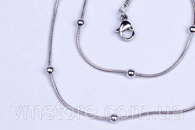 Цепочка женская ювелирный шнур с шариками серебро