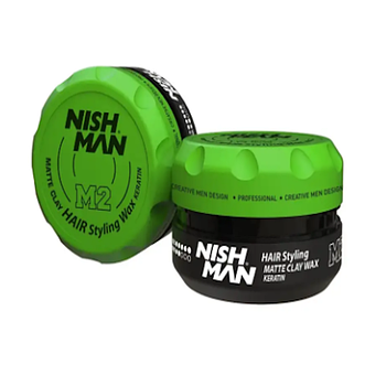 Матова глина для укладання волосся Nishman Matte Hair Styling Clay Wax Keratin M2, 150 мл (10704127)