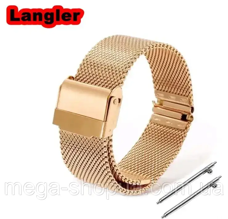 Ремінець браслет металевий сталевий для розумних смарт-годинників 20 мм WS1 Золотистий