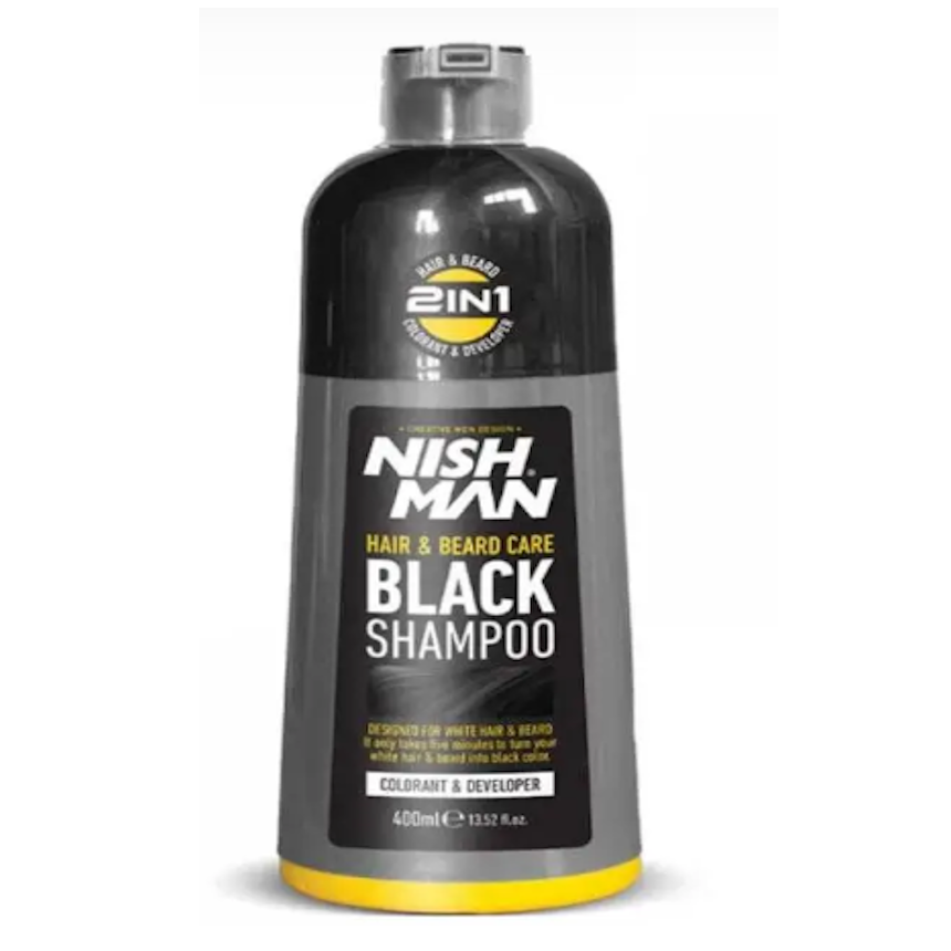Шампунь-фарба для волосся, бороди та вусів Nishman Hair Bear Care Black Shampoo, 400 мл (10703001)