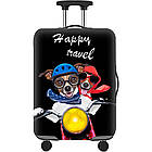 Чохол для валізи S 19-21" захисний еластичний, щільний матеріал із принтом для дорожнього багажу, фото 3
