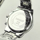 Чоловічий наручний годинник Tissot (тисот), срібло з чорним циферблатом, антиблікове покриття, дата - код 1733b, фото 6