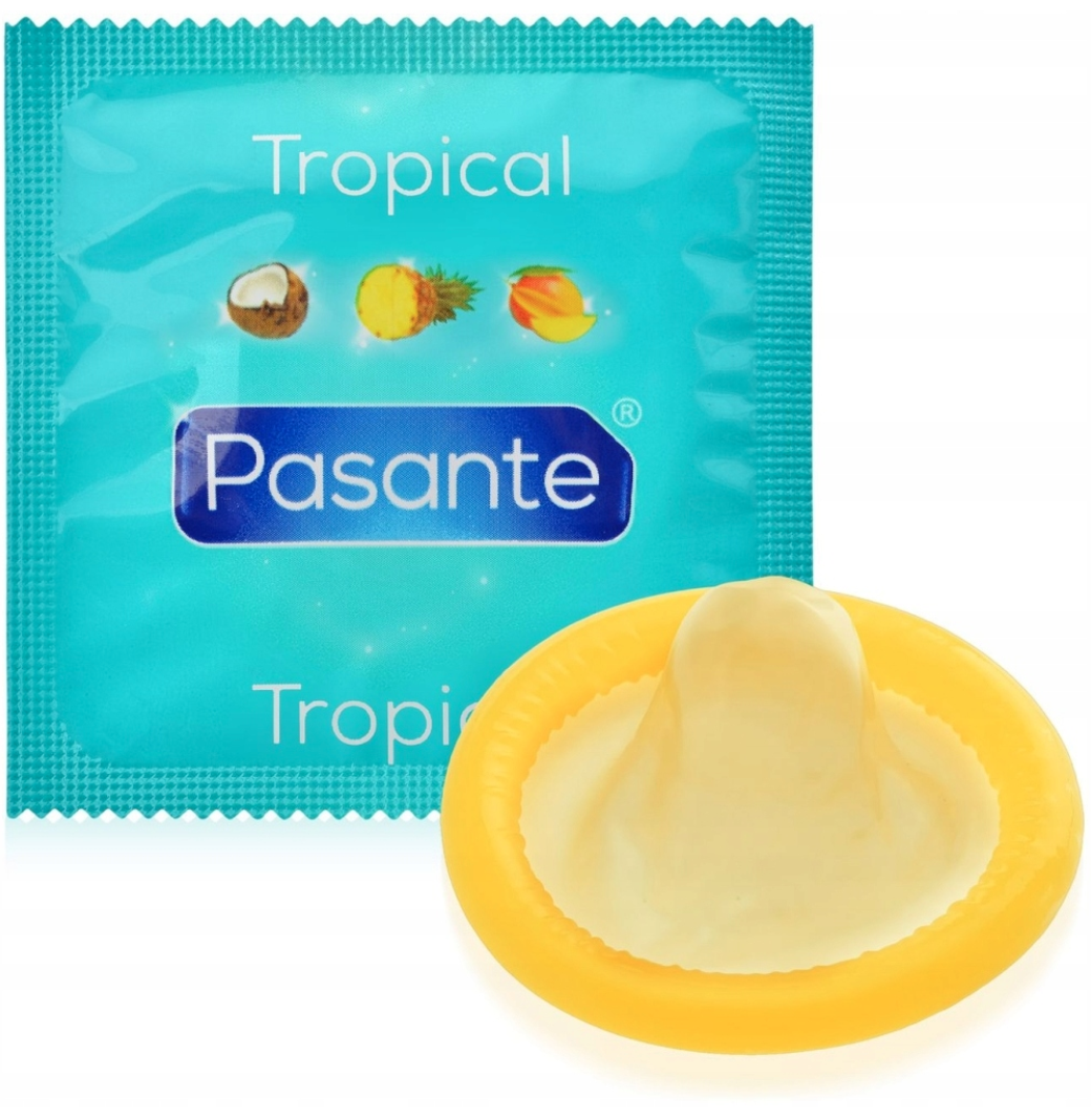 Оральні презервативи із смаком ананасу Pasante Tropical, 1 шт.