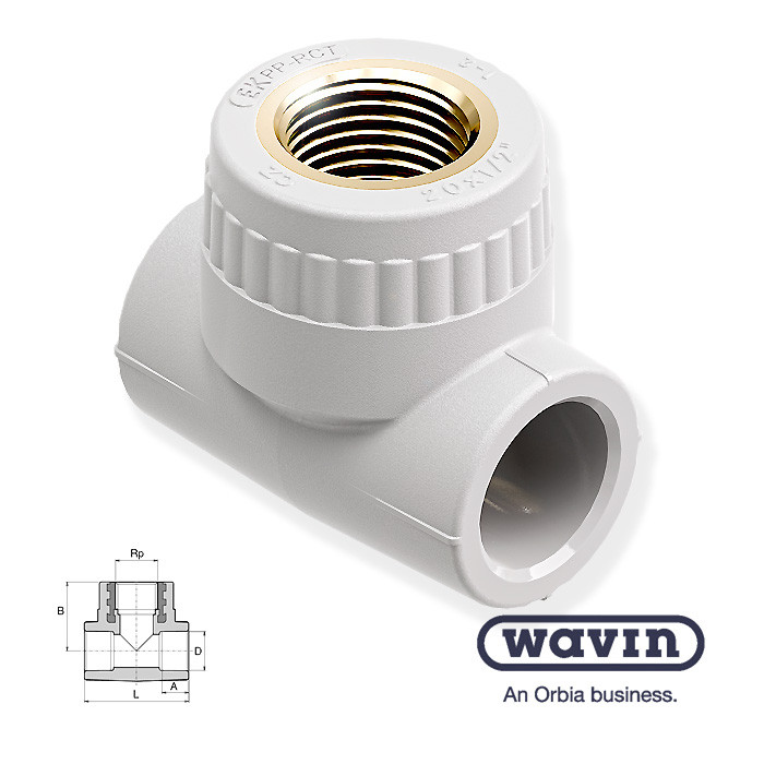 Трійник перехідний для поліпропіленової труби Wavin Ekoplastik 32x3/4"x32 (внутрішній) STKI03225X, фото 1
