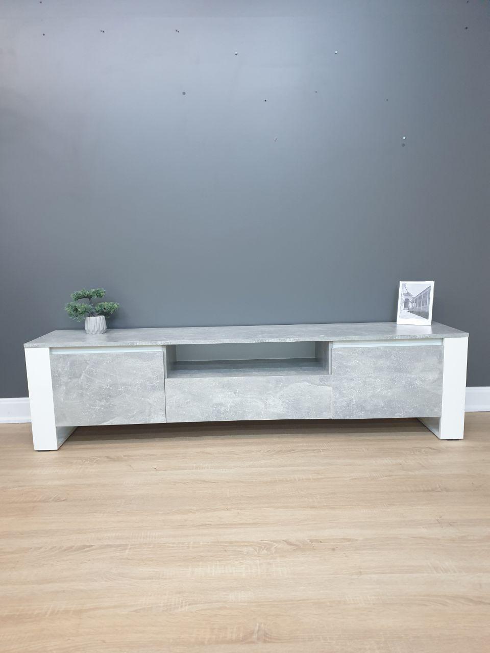 Тумба-ТВ «Одіссей» Бетон/Білий, фото 1