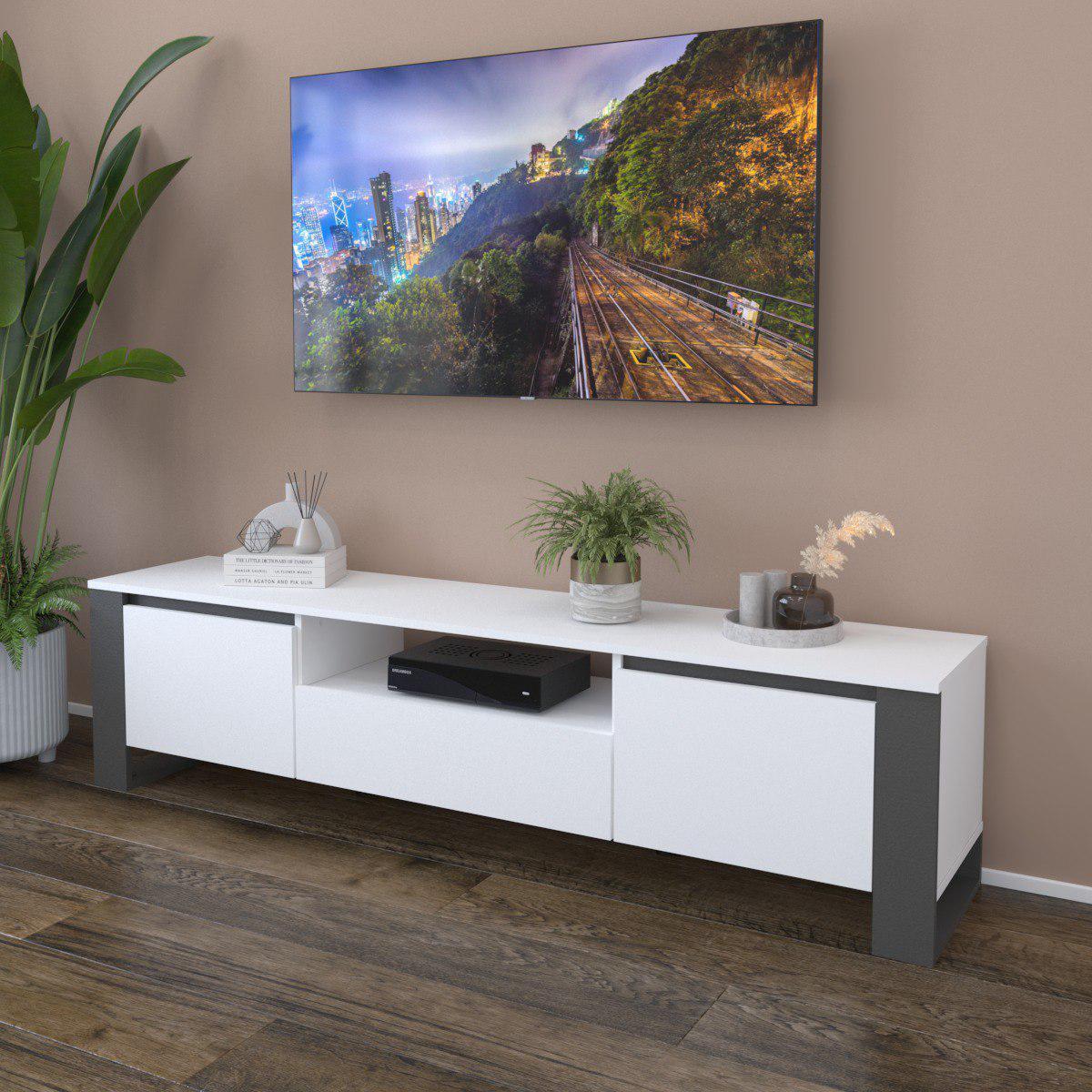 Тумба-ТВ Білий - антрацит, фото 1