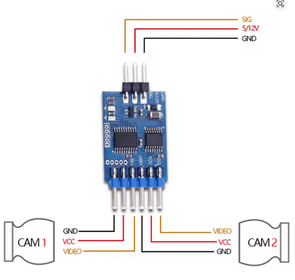 5,8G 3-канальний перемикач каналів відео FPV Cam Switcher