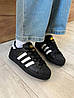 Кросівки Adidas Superstar Black White Чоловічі Жіночі Адідас Суперстар чорно-білі шкіра демісезон, фото 9
