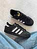 Кросівки Adidas Superstar Black White Чоловічі Жіночі Адідас Суперстар чорно-білі шкіра демісезон, фото 8