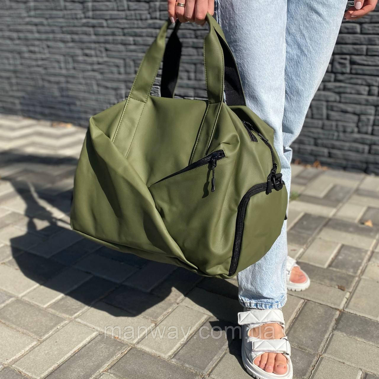 Спортивна сумка хакі зелена з відділенням для взуття чоловіча жіноча Route