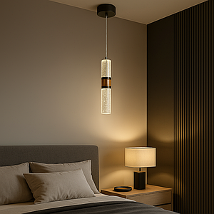 Підвісний світильник GlowWood із золотою вставкою та ефектом бульбашок