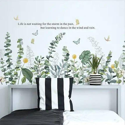 Вінілові наклейки VANSHE Зелене листя метелика (лист 60 х 90 см) Б83-34, фото 1