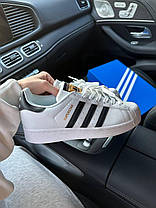 Чоловічі Кросівки Adidas Superstar White Black Classic Адідас Суперстар білі шкіра демісезон класичні, фото 5