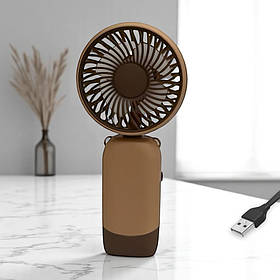 Ручний вентилятор з акумулятором та USB "Капібара", Світло-коричневий (Дитячий портативний вентилятор)