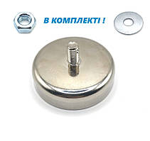Магніт в корпусі діаметром 60 мм з зовнішнім різбленням М8 зчеплення 135 кг (С60)