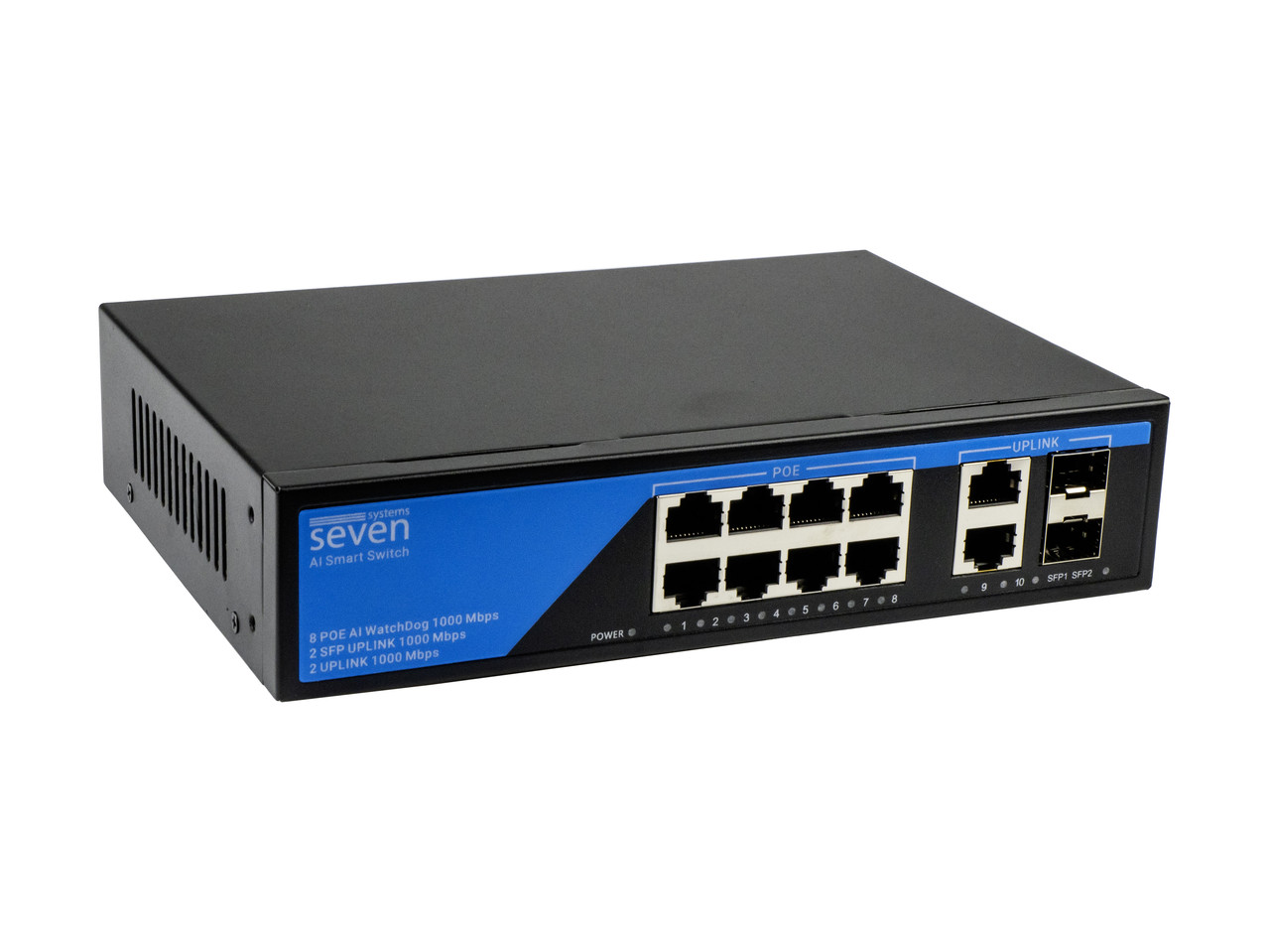 Гігабітний PoE комутатор 8 портів SEVEN P-7328FG-2SFP