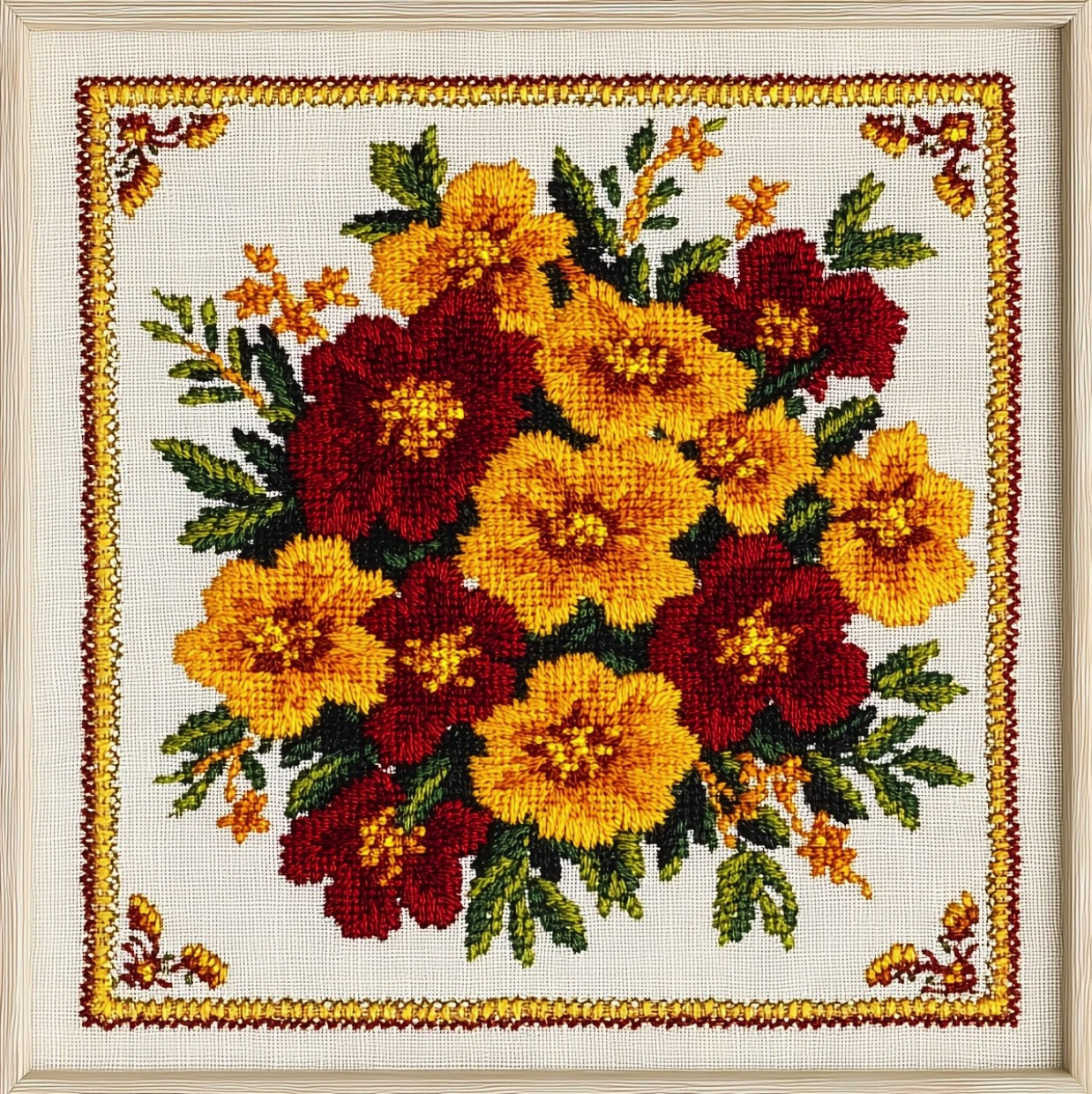 Набір для вишивання за нанесеною на канву схемою "Букет". AIDA 14CT printed , 40*40 см, фото 1