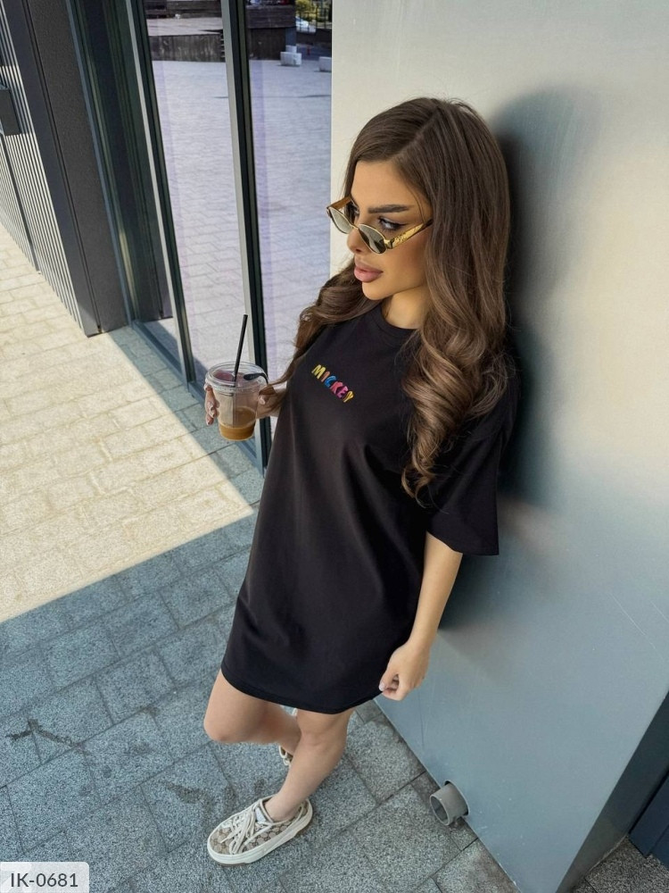 Плаття-туніка жіноче коротке стильне молодіжне повсякденне прогулянкове модне з малюнком