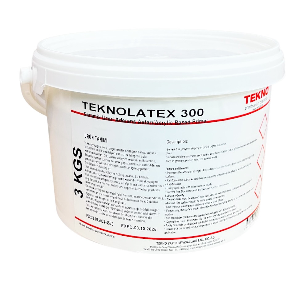Бетоноконтакт грунтовка адгезійна Teknolatex 300 (3 кг). Біла, фото 1