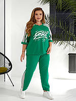 Літній костюм спортивний жіночий футболка і штани з білими лампасами рр.48-50, 52-54, 56-58, фото 3