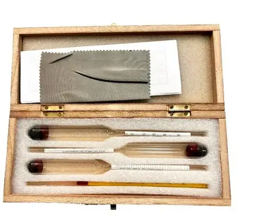 Набір ареометрів з термометром (в дерев'яному футлярі), фото 1