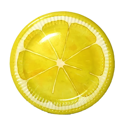 Тарілки паперові одноразові 18см | лимон, фото 1