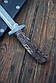 Ексклюзивний ніж ручної роботи «Хижак темряви #1» з піхвами зі шкіри 110Х18/60 HRC., фото 6