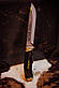 Ніж ручної роботи «Кобзар #1» зі шкіряними піхвами нескладний 95х18/58 HRC., фото 5