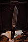 Ніж ручної роботи «Кобзар #1» зі шкіряними піхвами нескладний 95х18/58 HRC., фото 8