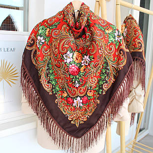 Хустка  в народному стилі (коричнева) 611001