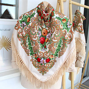 Хустка  в народному стилі (молочна) 611005