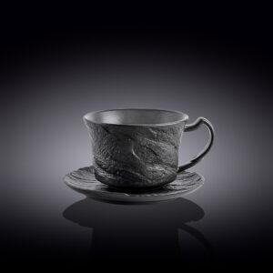 Чашка чайна з блюдцем WILMAX SLATESTONE BLACK 300 мл WL-661153/A