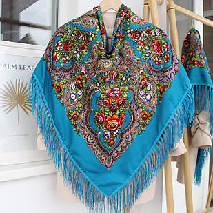 Хустка  в народному стилі (бірюзова) 612006