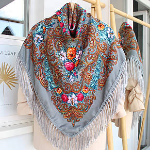 Хустка  в народному стилі (сіра) 611009