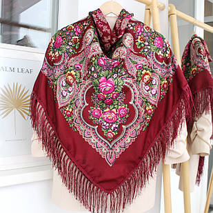 Хустка  в народному стилі (бордова) 612013