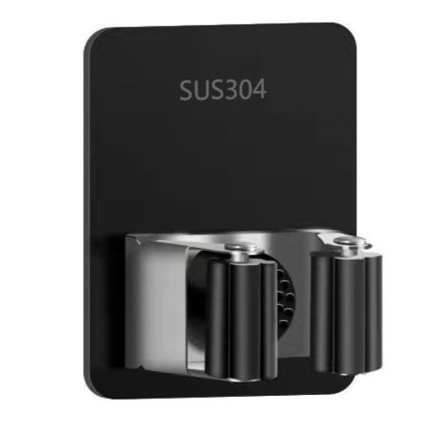 Настінний тримач для швабри - нержавіюча сталь SUS304 - без свердління і клею - BLACK, фото 1