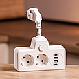 Мережевий фільтр на 2 євро розетки з 2 USB та 2 Type-C 4 порти Білий Lugi, фото 2