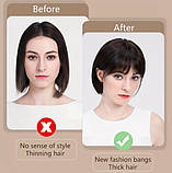 Накладна чубчик на кліпсі колір гіркий шоколад штучна чубчик термоволокно, фото 2