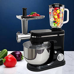 Багатофункціональний кухонний комбайн 3в1 Hoffmans HM-8085 М'ясорубка блендер тістоміс 1600W Чорний